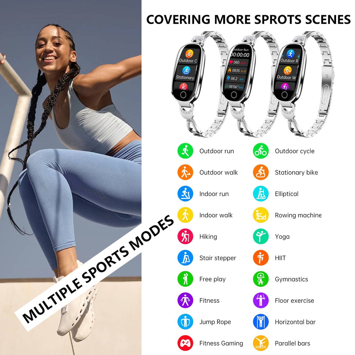VERO V27 Diamond Design Fashion Women Smart Watch| Blood Pressure Heart Rate Monitoring