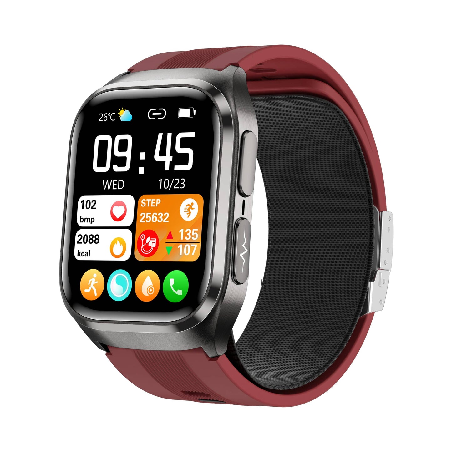 Vero V04 High Precision Smart Watch | Air Bag Blood Pressure Blood Glucose ECG Heart Rate Uric Acid Blood Lipid Monitoring Smart Watch
