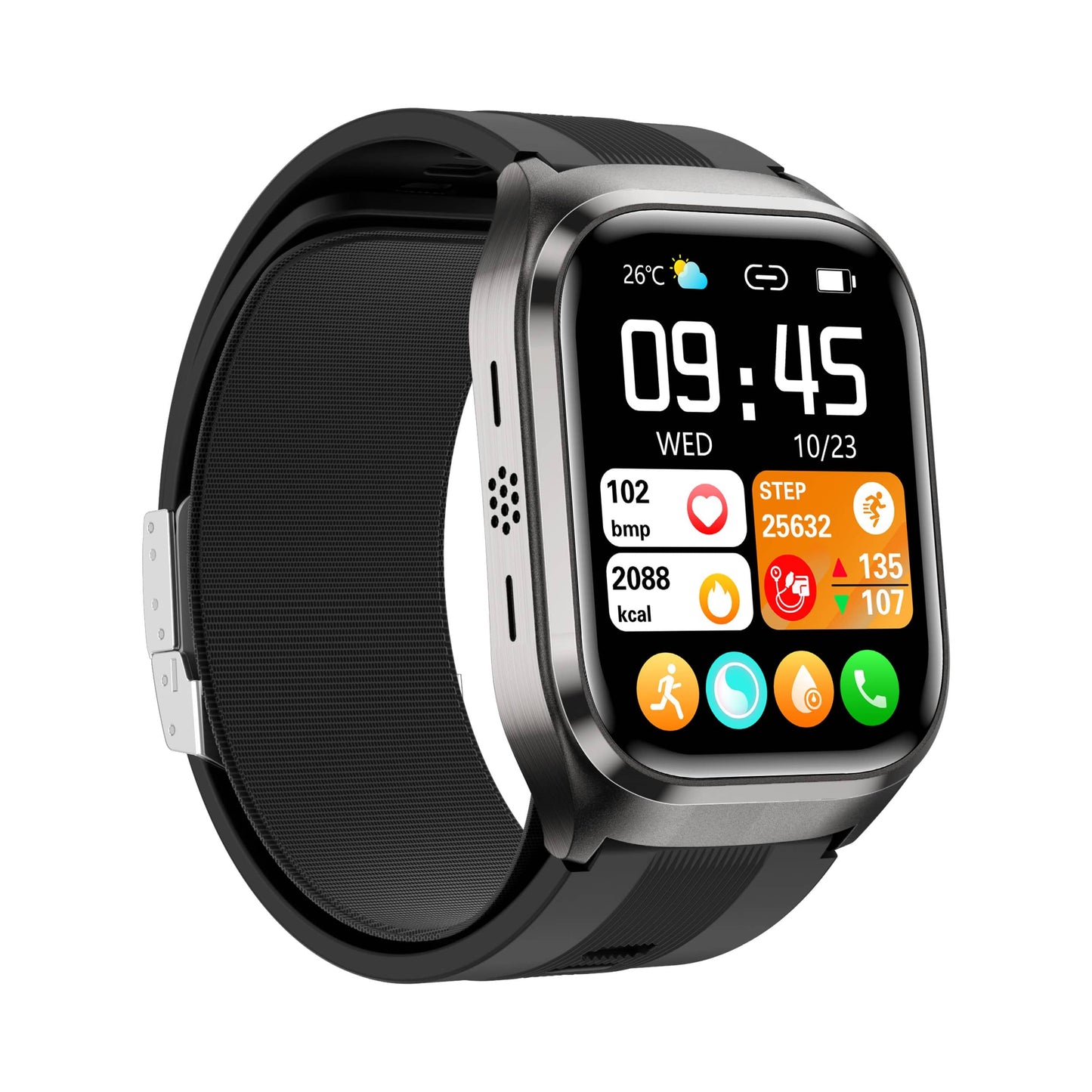 Vero V04 High Precision Smart Watch | Air Bag Blood Pressure Blood Glucose ECG Heart Rate Uric Acid Blood Lipid Monitoring Smart Watch