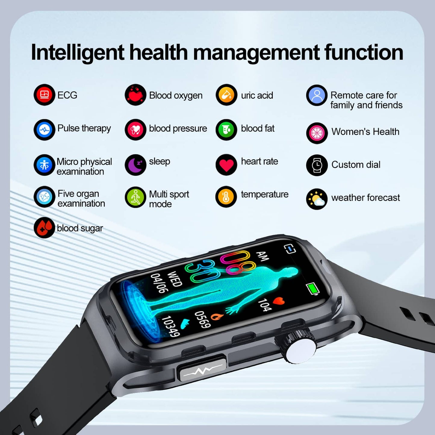 VERO Smart Health Exercise Bracelet | ECG/EKG Blood Pressure Blood Sugar Heart Rate Monitoring